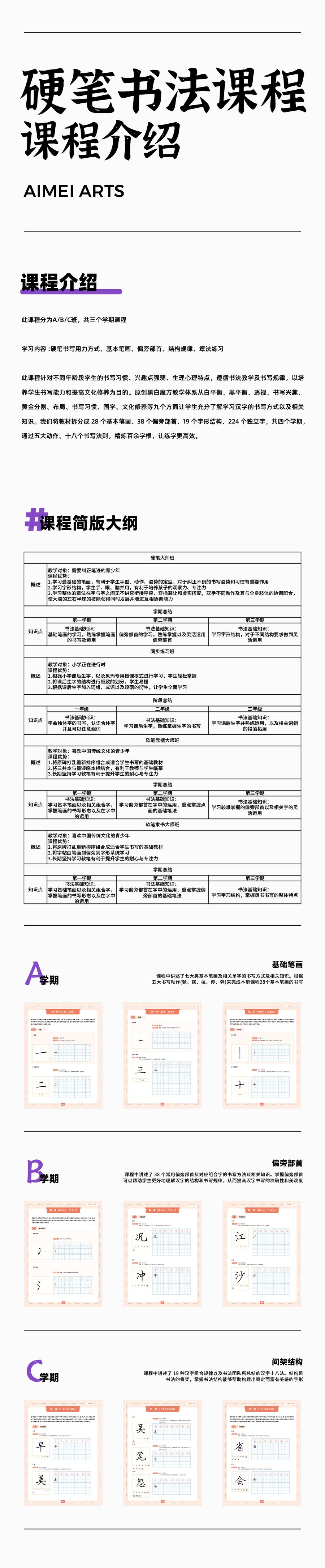 硬笔书法课程介绍海报 — 含课程大纲