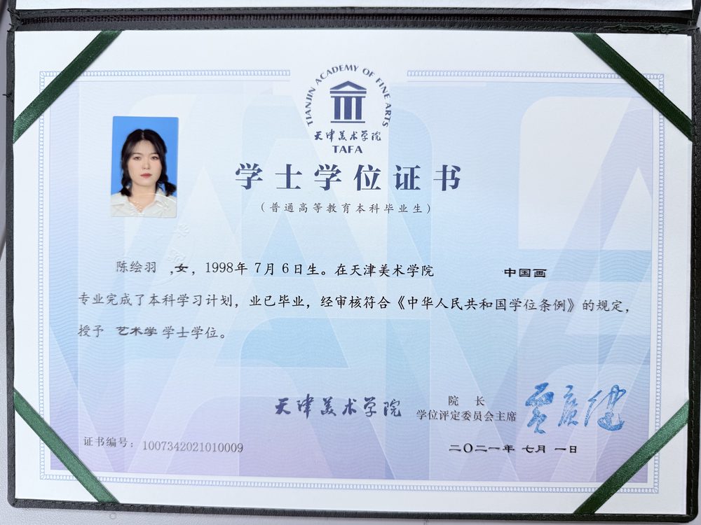 陈老师天津美术学院学士学位证书