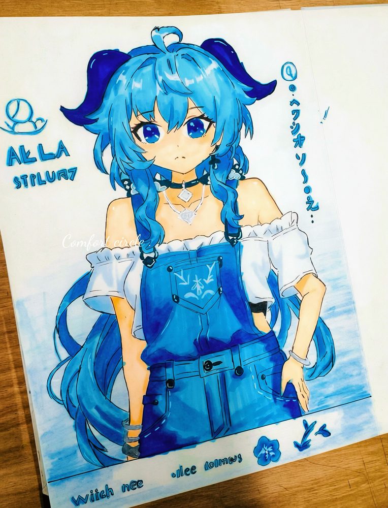 任老师学员作品 · 蓝发动漫少女